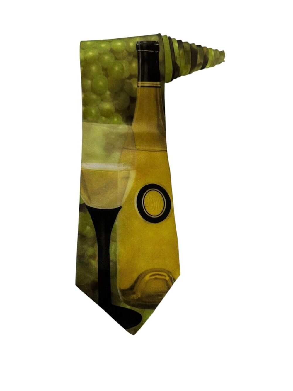 Ralph Marlin De’m Crazy Wine Still Life Grapes Wine Glass 1997 Necktie Vintage